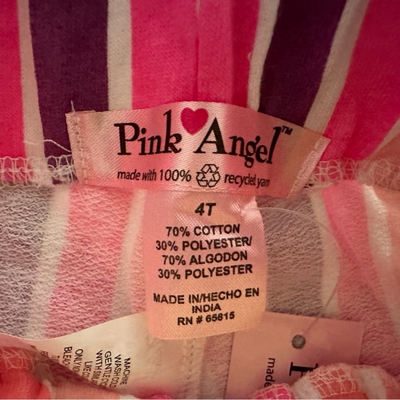 NWT Pink Angel 4T Girls Shorts Pink White Purple Stripes - Picture 4 of 6